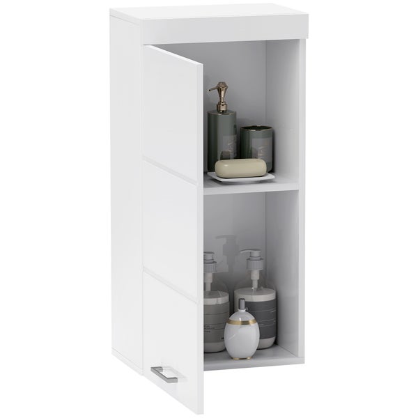 HOMCOM Hängeschrank Wandschrank mit Tür, Badezimmerschrank, Küchenschrank mit 2 Ebenen, Wandmontage Medizinschrank Weiß 37,2 x 24,5 x 76,8 cm