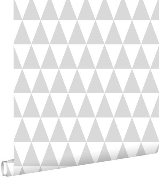 ESTAhome Tapete grafische, geometrische Dreiecke Hellgrau und Weiß - 53 cm x 10.05 m - 128842