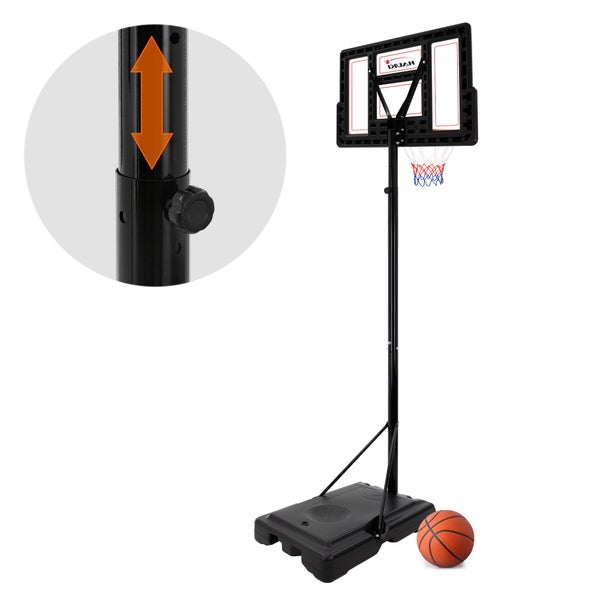 Hauki Basketballkorb-Set Outdoor mit Ständer, Rollen, Ball und Pumpe, Rot, höhenverstellbar 235-295 cm, Basketballständer mobil, Korbanlage tragbar, befüllbar, Basketballanlage für Kinder/Erwachsene