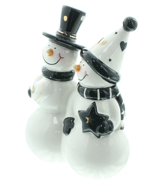 Dekorative Schneemannfiguren aus Keramik für die Weihnachtszeit