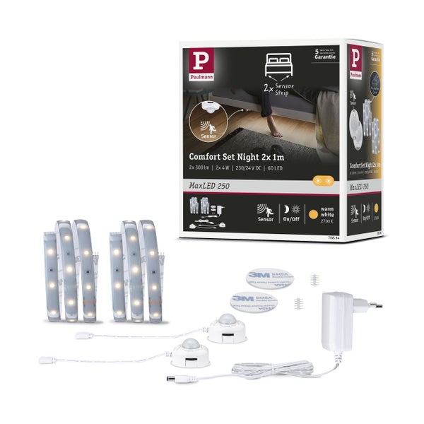 Paulmann Comfort Set Night 2x1 Meter mit Sensor, Netzteil und LED Streifen