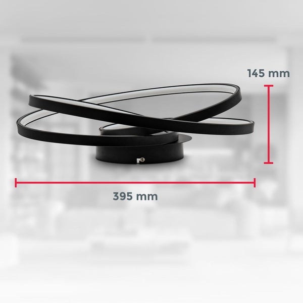 Deckenlampe 39x39,5 cm - 35W, 4600lm, LED, warmweiß, schwarz