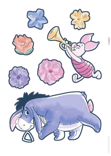 Disney Wandtattoo Pu der Bär Rosa, Lila und Gelb - 50 x 70 cm - 612749