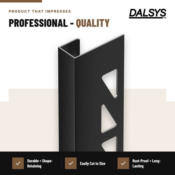 Dalsys Fliesenprofil aus Metall, U-Profil für Fliesen und Kanten, rostfrei und langlebig, für professionelle Abschlüsse im Fliesenbau.