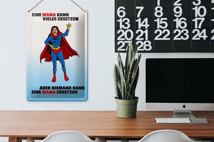 Blechschild Spruch 20x30cm Mama kann vieles ersetzen