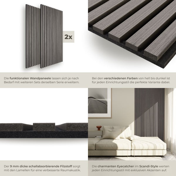 Zwei Holz Wandpaneele zur Schallreduzierung