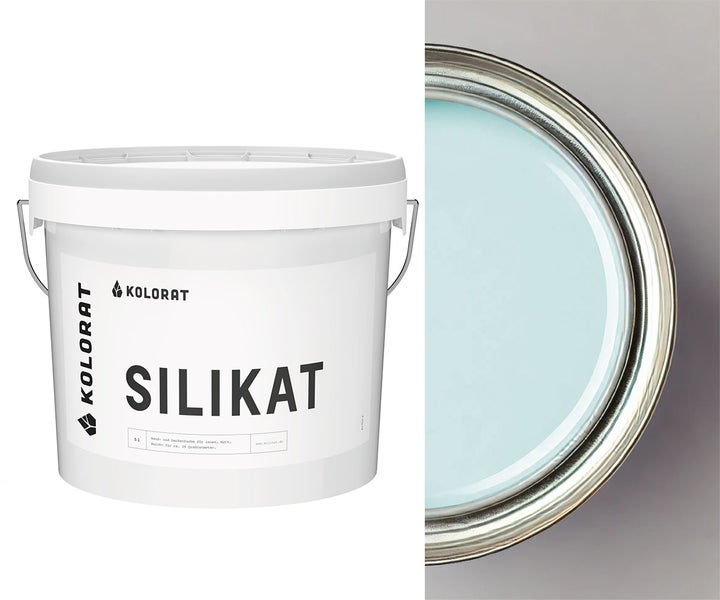 Kolorat Silikat Wandfarbe für innen im fünf Liter Eimer mit Darstellung der Farbnuance