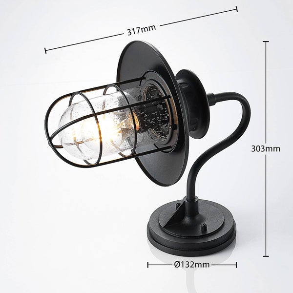 Lindby Wandleuchte außen (Laterne) Kyan (spritzwassergeschützt (Retro, Vintage Antik) in Schwarz (1 flammig E27) - Außenwandleuchten Wandlampe Led Außenlampe Outdoor für