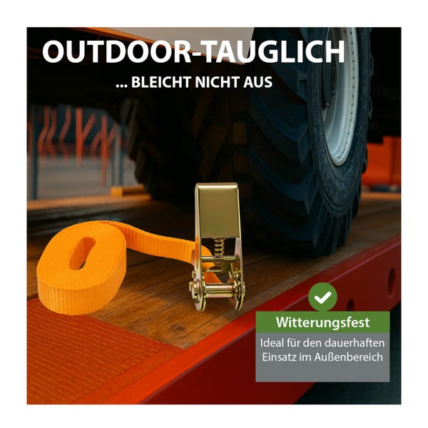 Spanngurt mit Ratschenverschluss für den Außeneinsatz