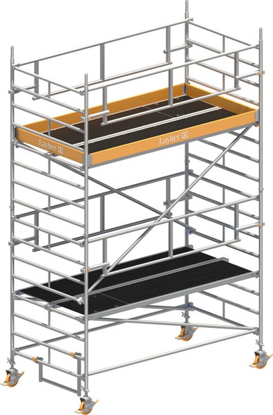 Layher Fahrgerüst mit zwei Plattformen und Rollen