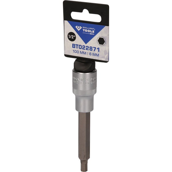 BRILLIANT TOOLS 1/2 Innensechskant Bit-Stecknuss 100 mm lang 6 mm - BT022871