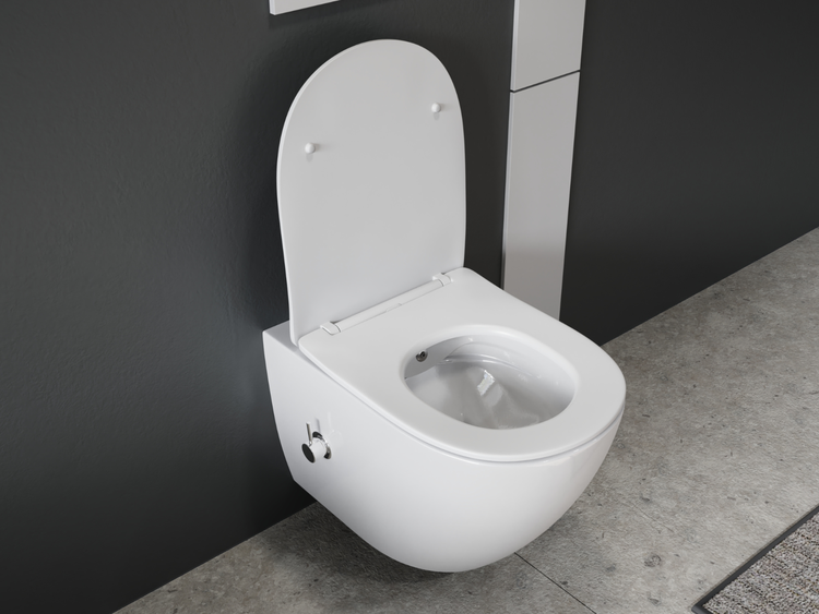 Aqua Bagno Design Hänge-Dusch-WC Silk S.10219.10224 – Spülrandlos – Bidetfunktion – Softclose-Sitz
