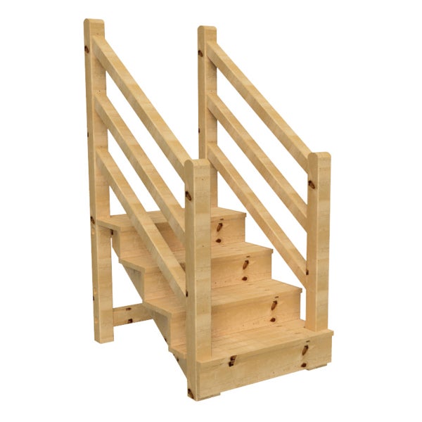 Holztreppe mit Geländer für den Außenbereich