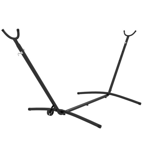 Outsunny Hängemattengestell Outdoor aus Stahl 90 x 120 x 115 cm Hängemattenständer mit Tragetasche Haken Hängematte Gestell bis 220 kg für Garten Strand Camping Schwarz