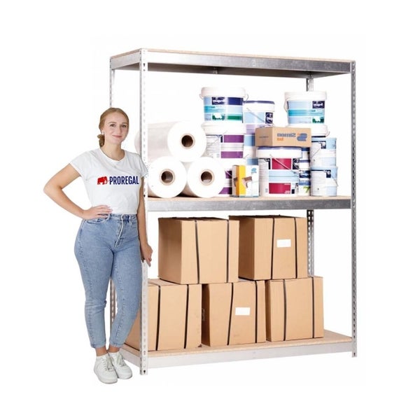 PROREGAL Schwerlastregal Wood Beast Three HxBxT 200 x 210 x 75 cm 3 Ebenen Fachlast 500 kg Verzinkt