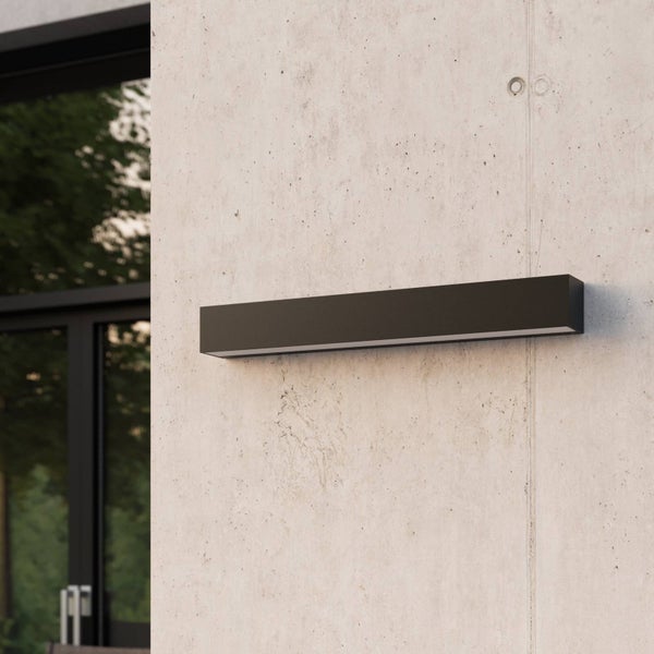 Lucande LED Wandleuchte außen Lengo (Modern) in Schwarz aus Aluminium (1 flammig, ) - Außenwandleuchten Wandlampe Led Außenlampe Outdoor für Außenwand/Hauswand Haus Terrasse &