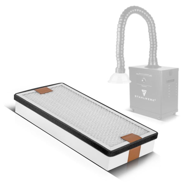 Stahlwerk Ersatzfilter für Schweißrauchabsaugung, rechteckiger Filter mit Mesh und Dichtungsrand.