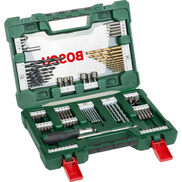 Bosch V-Line TiN-Bohrer- und Bit-Set 91tlg. Ratschen-Schraubendreher Magnetstab - 2607017195