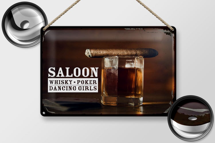 Blechschild Spruch Saloon Whisky Poker Dancing Girls 30x20cm