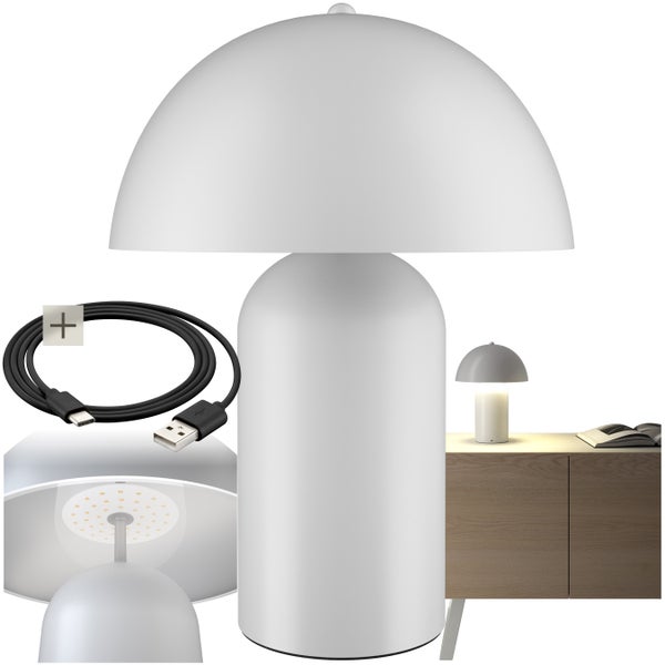 tectake Kade Kleine Retro-Tischlampe Kade, dimmbar  25 x 34 cm weiß