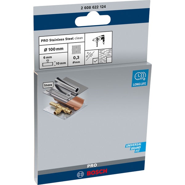 Bosch PRO Stainless Steel clean Scheibenbürste 100 x 0,30 mm gerader Schaft - 2608622124