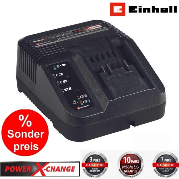 Einhell Akkuladegerät Power X-Charger für Power X-Change Akkus mit LED Statusanzeige und Einhell Logo
