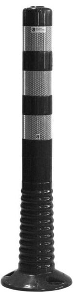 UvV Absperrpfosten flexibel 75 cm, schwarz mit Reflexfolie in vielen Farben / weiß (silber)