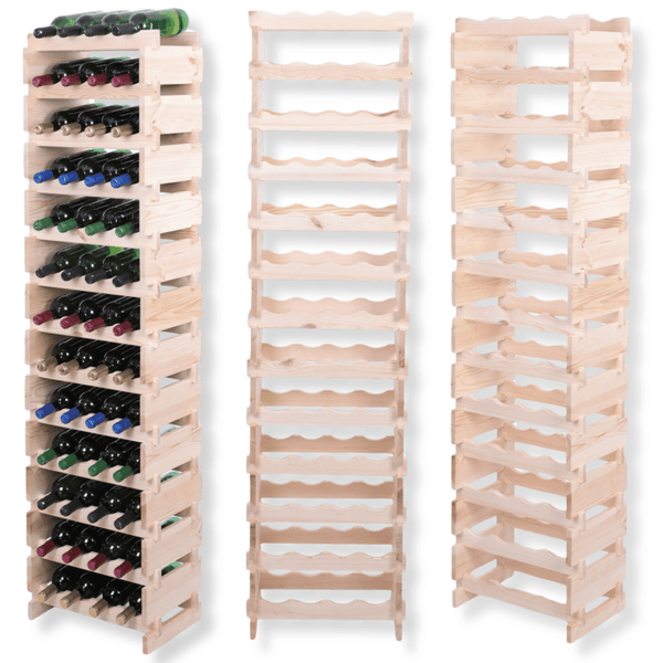 Weinregal VINOTECA FLEX PRO HxBxT 177x46x28cm 52 Flaschen auf 13 Ebenen Massives Kiefernholz Natur unbehandelt