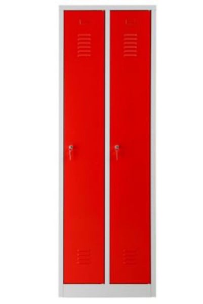 PROREGAL Garderobenspind Camel 2-Fächer HxBxT 180 x 60 x 50 cm Zylinderschloss Grau-Rot