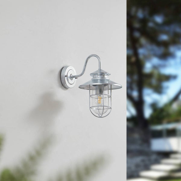 Lindby Wandleuchte außen (Laterne) Naleta (spritzwassergeschützt (Vintage, Industriell) in Alu aus Metall (1 flammig E27) - Außenwandleuchten Wandlampe Led Außenlampe Outdoor für