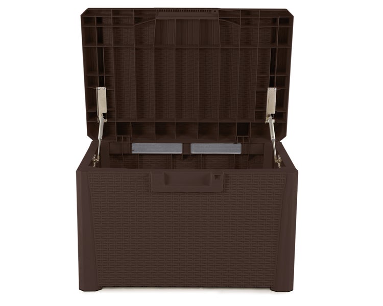 Ondis24 Kissenbox Sitztruhe Santo Kompakt 120 L braun, Aufbewahrungsbox, Box