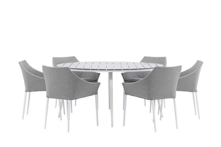 Break Gartenset Tisch 150x150cm, 6 Stühle Spoga, grau,grau. 150 X 74 X 150 cm
