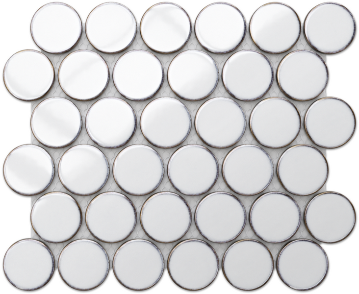Keramikmosaik auf Netz für Bad oder Küche 30.6cm x 26.5cm - White Dots