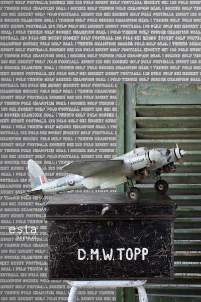 Modellflugzeug auf einem alten Werkzeugkasten