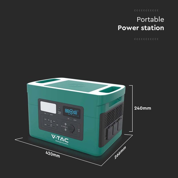 Tragbare Powerstation mit den Maßen 420 mm x 266 mm x 240 mm