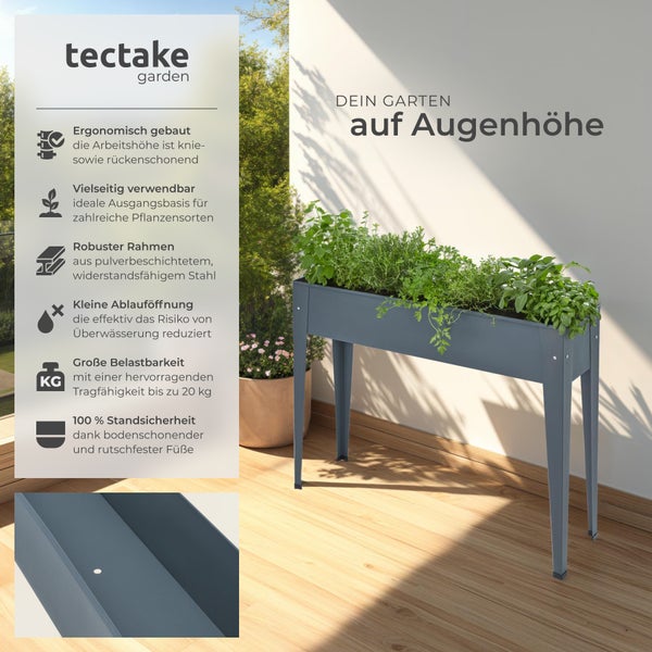 Hochbeet tectake Calendula 98,5 x 26 x 82,5 cm aus pulverbeschichtetem Stahl anthrazit