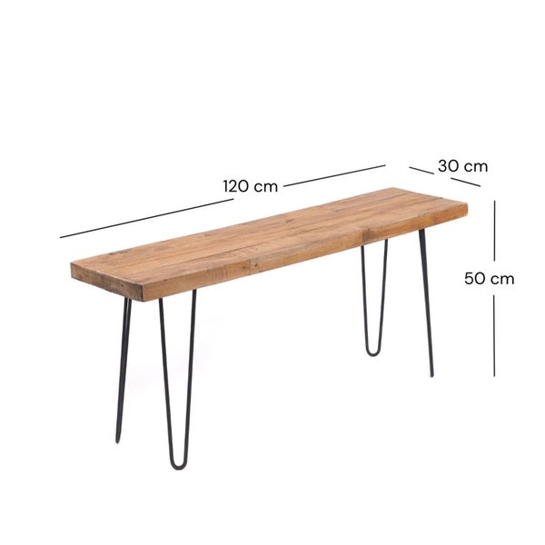 Holzbank mit Metallbeinen, 120 x 30 x 50 cm