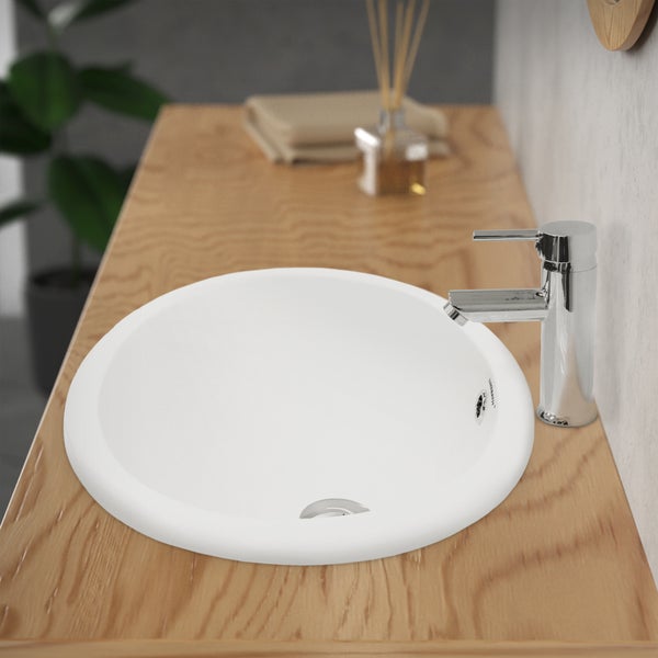 ML-Design Waschbecken Keramik Weiß glänzend 49x19,5x40,5cm Oval inkl Ablaufgarnitur Einbauwaschbecken mit Überlauf Badezimmer Aufsatzwaschbecken Einbauwaschtisch Waschschale Waschplatz Handwaschbecken