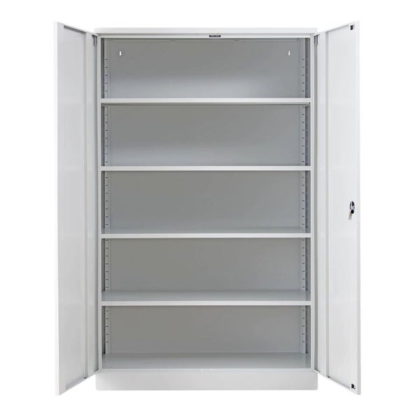 PROREGAL Stahlschrank Bee mit 7 lackierten Fachböden HxBxT 195 x 120 x 50 cm Korpusfarbe Lichtgrau Frontfarbe Lichtgrau