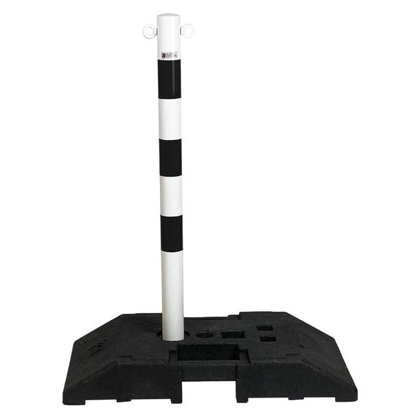 Stabile Stahl Kettenpfosten 4 Absperrpfosten 1m x Ø60mm Kette 30kg Fuss / weiß