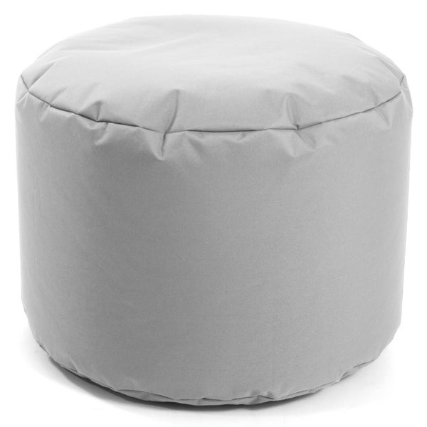 Outdoor Pouf o. Hocker 60x40cm in Grau für Balkon und Garten 'Der Ruhepouf', Sitzhocker rund, Bodenkissen, Sitzwürfel, Sitzpouf, Fußhocker und Beistelltisch mit EPS-Perlen Füllung, Indoor geeignet