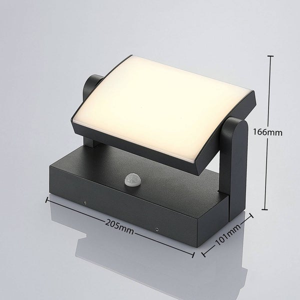 Lindby LED Wandleuchte außen 340°schwenkbar, mit Bewegungsmelder Außenwandleuchte spritzwassergeschützt IP54 1x 10,5W