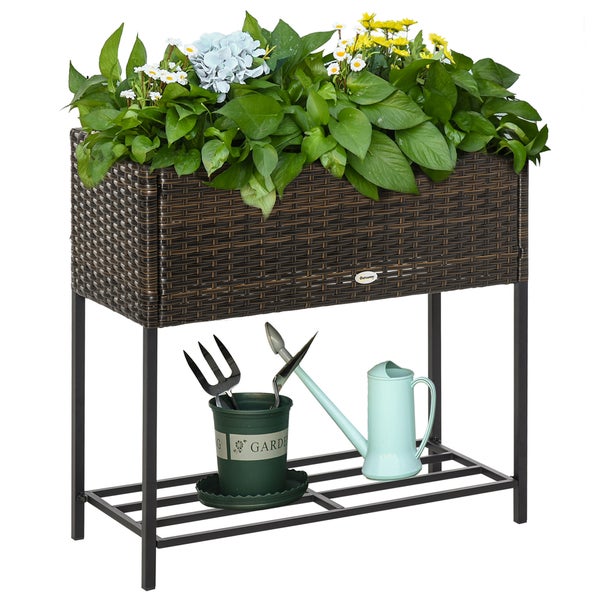 Blumenkasten aus wetterbeständigem PE-Rattan mit UV-Schutz und robustem Metallrahmen