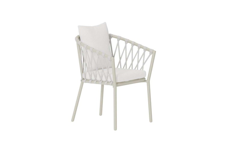 Gartenstuhl mit Armlehnen und Kissen