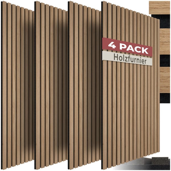 Viererpack Holzfurnier zur Wandgestaltung