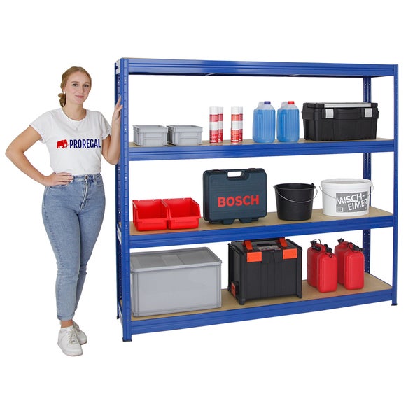 PROREGAL Schwerlastregal Dino HxBxT 180 x 200 x 45 cm Fachlast 500 kg Blau