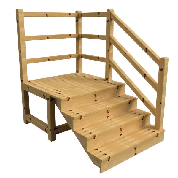 Holztreppe mit Geländer für den Garten