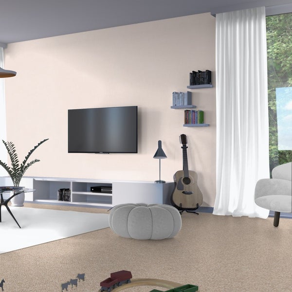 Teppichboden Meterware in Creme Beige mit Schlingen Oberfläche 500 cm Breite (Meterware)