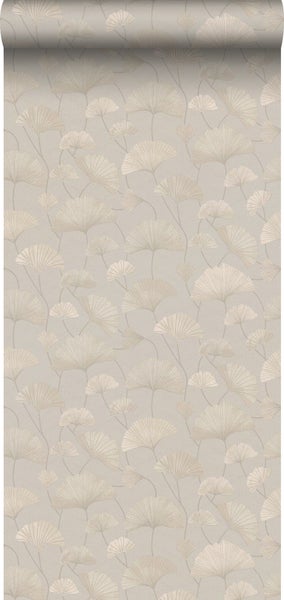 Borastapeter Tapete Ginkgoblätter Beige - 53 cm x 10.05 m - 660866