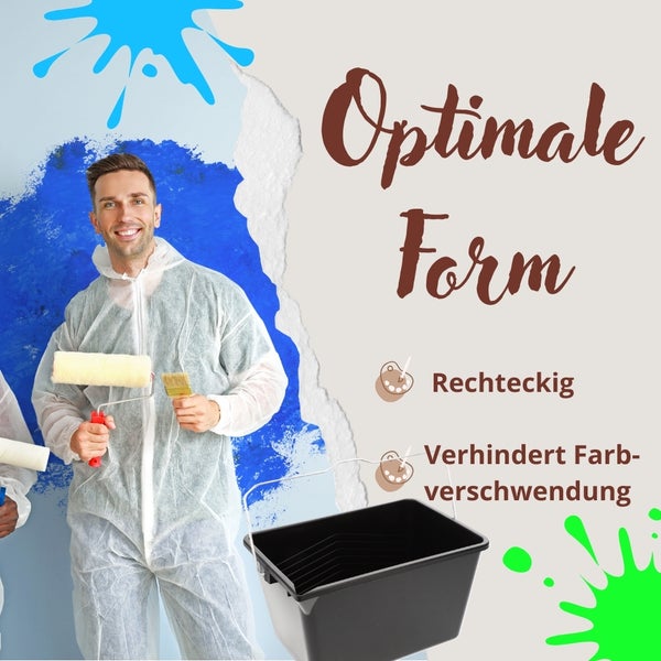Farbeimer leer mit Ausgießer Skala Eckig Kunststoff Eimer Kübel Behälter 6 Liter 1 Stück